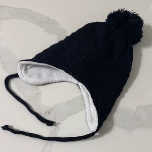 Black Kids Winter Hat with Pom Pom